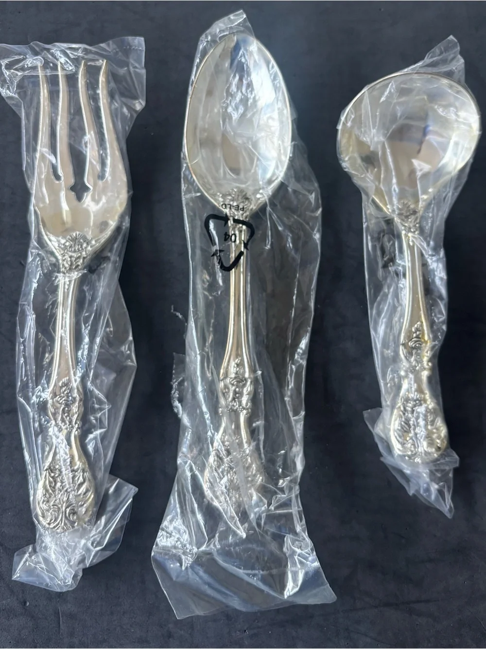 New French Rose Ornate Silver plated Serving Flatware Serving Set of 8 +3 server